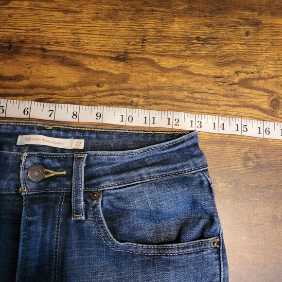 Levi's Jeans Size 27 High Rise Skinny 721 Medium Dark Wash Stretch Denim Western - Picture 7 of 11